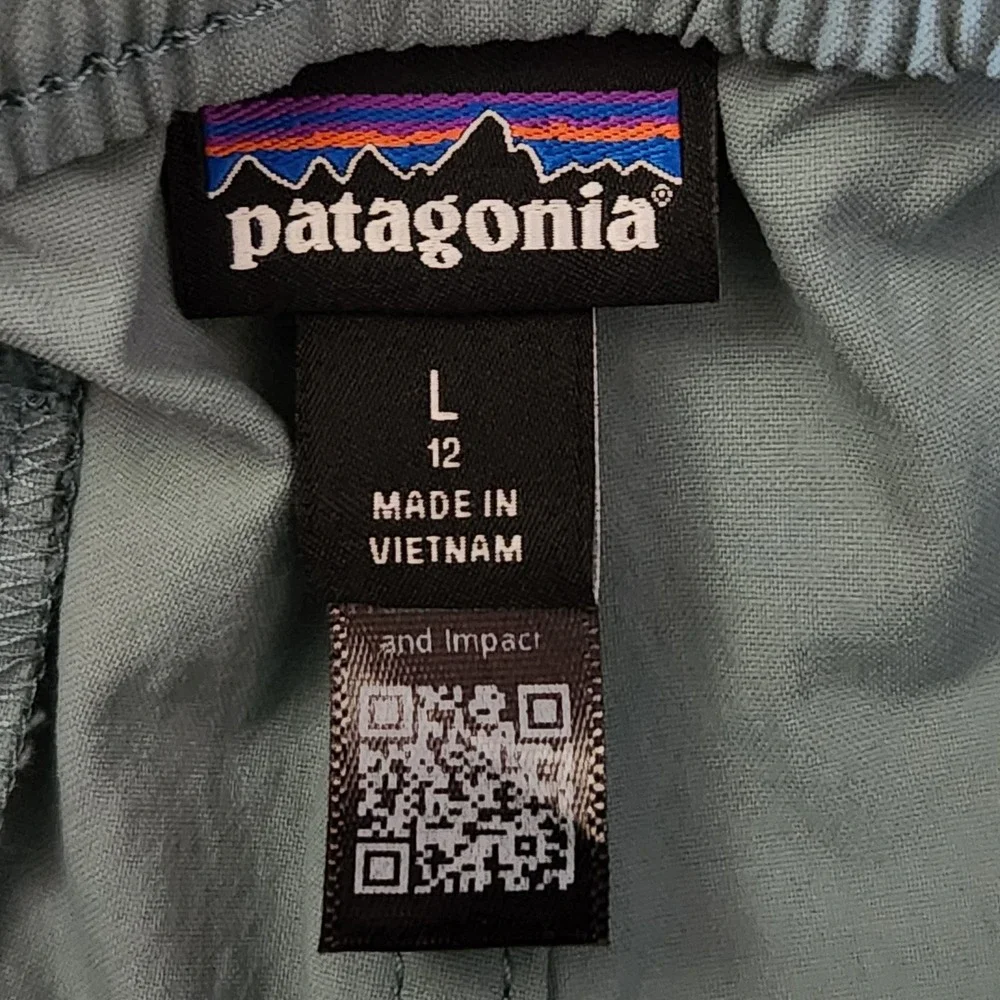 Patagonia Quandary Pants Kids Large 12 Blue Sage Drawstring Ankle Zip Hiking